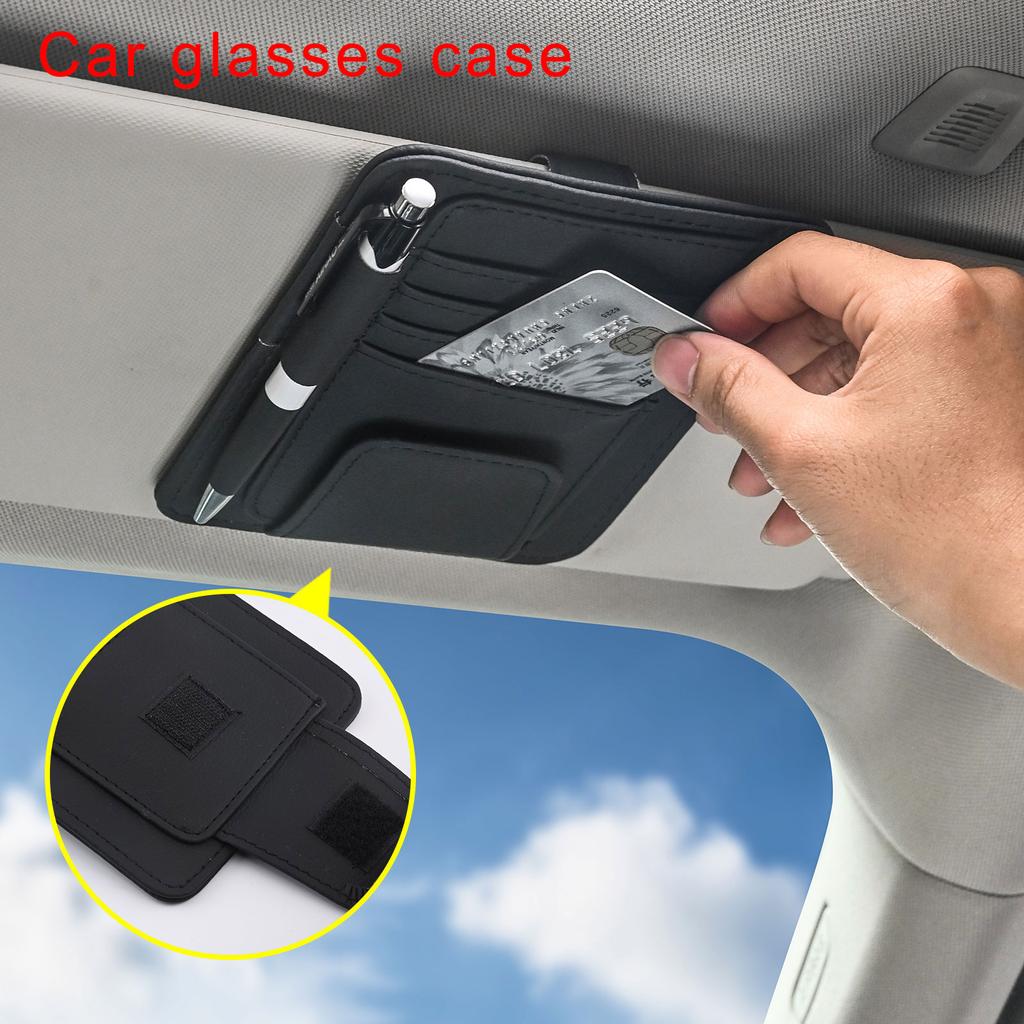 Small Leather Car Sun Visors Organizer Clip for Trucks/Car,Car Card Sleeve Pocket Organizer, Car Visors Document Holder