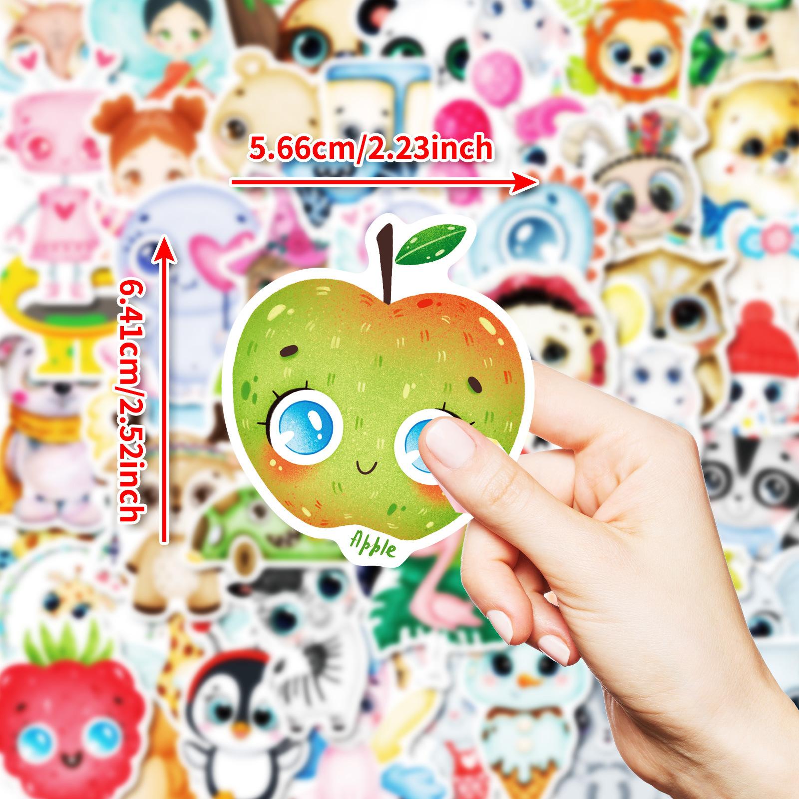 

50 Kawaii Big Eyes Pet Stickers Anthropomorphic Big Eyes Apple Waterproof Decorative Stickers