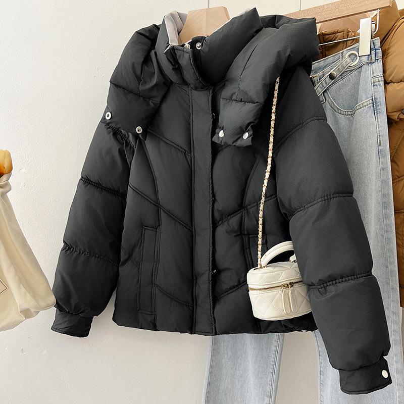 

Пуховик и хлопковая куртка женские зима 2025 новая корейская версия свободная короткая хлопковая куртка стеганая куртка куртка-пуховик женская куртка S чёрный