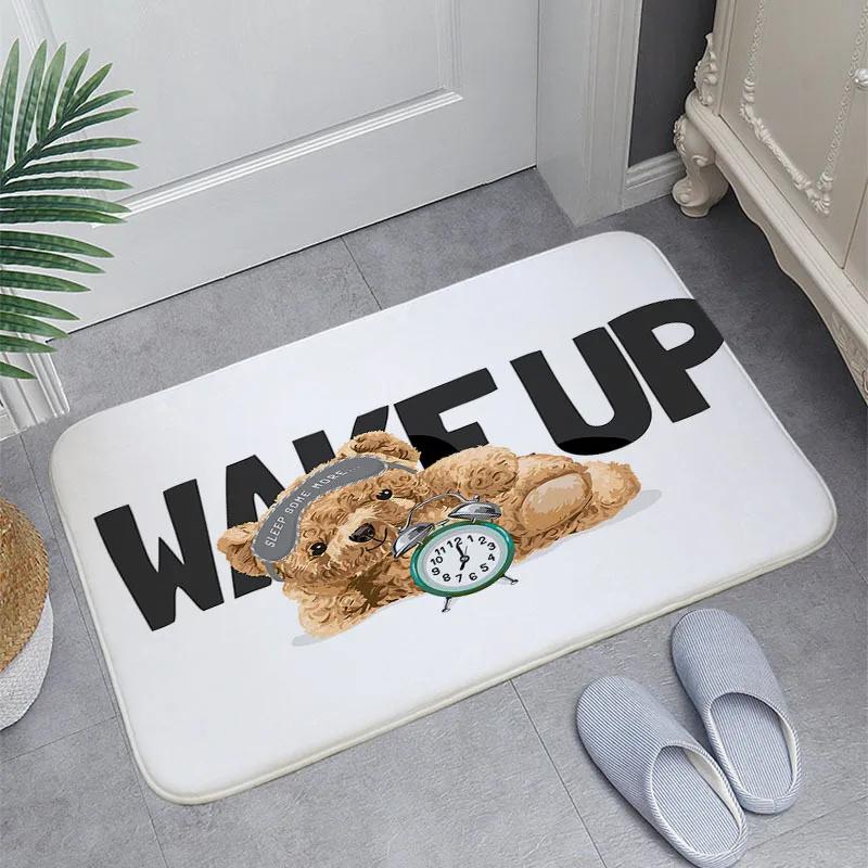 Adorable Cartoon T-Teddy Bear Carpets Welcome Rug Bedroom Leisure Area Carpet Sofa Soft Floor Mat Bedside Non-slip Rugs Doormat