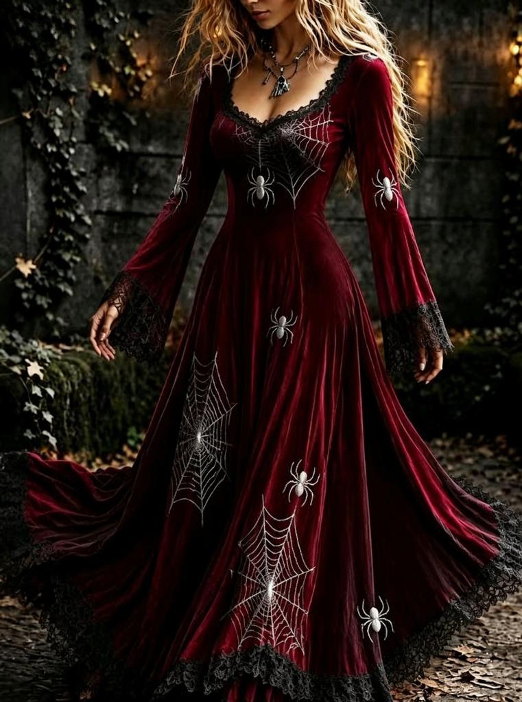Hot Sale Craft V-Neck Sweet Ladies Halloween Dress Ladies Dress