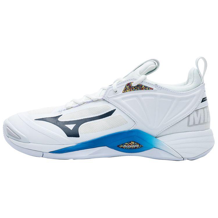 Mizuno Wave Momentum 2 Unisex Low Top Training Shoes White Blue Fabric V1GA211300 37