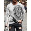 Spring and Autumn Round Neck 3D Animal Pattern Printed Top Fashionable Casual Long Sleeved Men's T-shirts