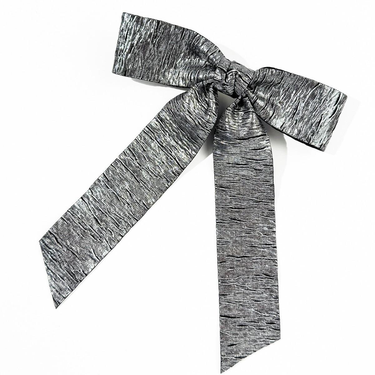 

Pleated Gold And Silver Bow Hairpin Women S Back Head Spring Clip Fashion Hair Accessories серебряный