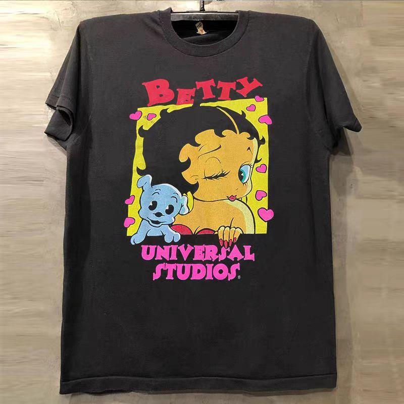 Betty Boop Betty Doll 2025 Fashion New Hot Summer Women Sweet Cute Short Sleeve T-Shirt Ulzzang Niche Design Sense Street Top
