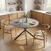 Round Dining Table for 4 People, Industrial-Style Kitchen Table with Steel Legs, for Dining Room, Kitchen, Grey