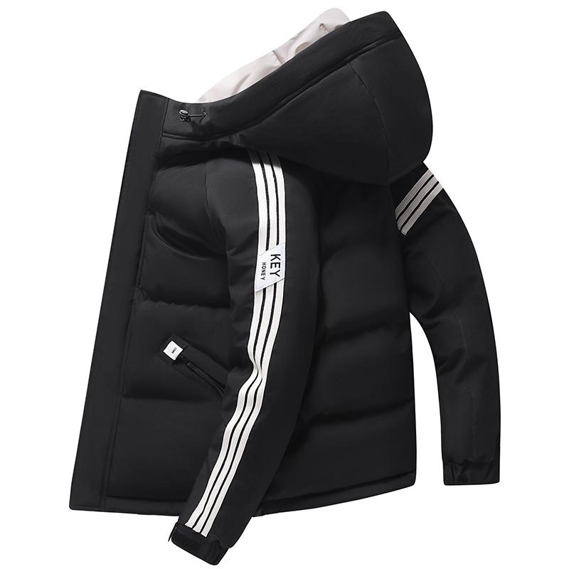Men's Autumn and Winter Hooded Cotton Jacket, Couple's Cotton Jacket, Bread Jacket, Solid Color Cotton Jacket