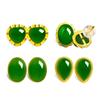 Vintage Gold Plated Jasper Stud Earrings Women White Jade Gold Agate Inlaid Elegant Dainty Jewelry Gift