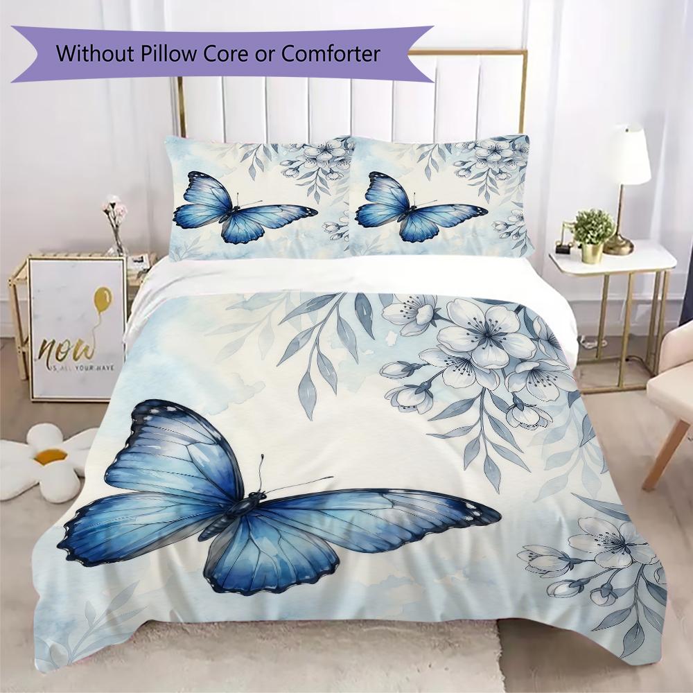Watercolor Flora Pattern Bedding uilt Set uilt Cover Pillowcase Home Decoration Birthday Gift (1 * duvet cover + 2 * pillowcase without core)