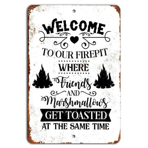 

Welcome to Our Firepit Camping Sign Rustic Decor AluminumAluminum 20x30cm（7.8x11.8inch）