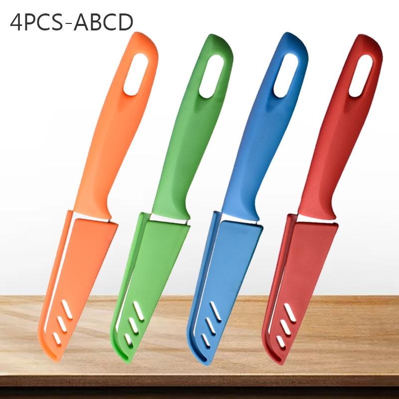 Stainless Steel Kitchen Boning Knife Plastic Handle Meat Cleaver Butcher Kitchen Knives Fruit Meat Steak Knife with Knife Cover