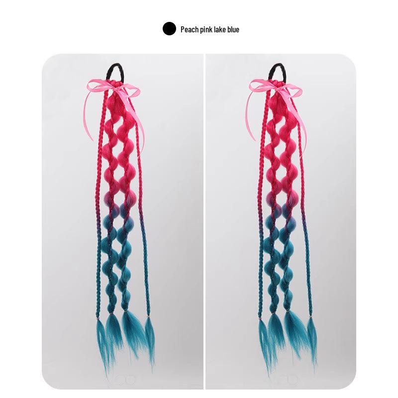 European Style Gradient Lantern Bubble Ponytail: Fashionable Women's Long Hand-woven Braid