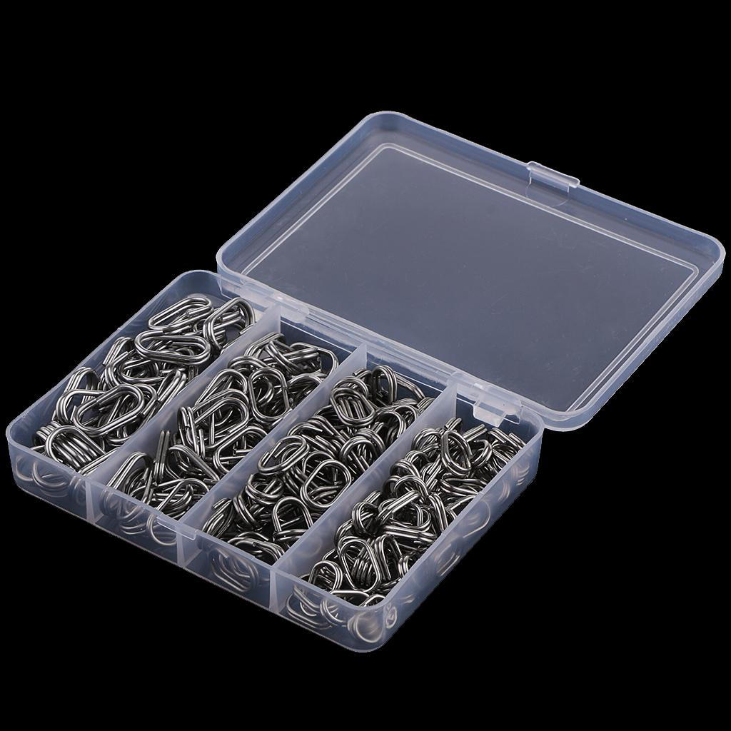 170pcs Stainless Steel Oval Split Rings Fishing Connectors 4 Sizes