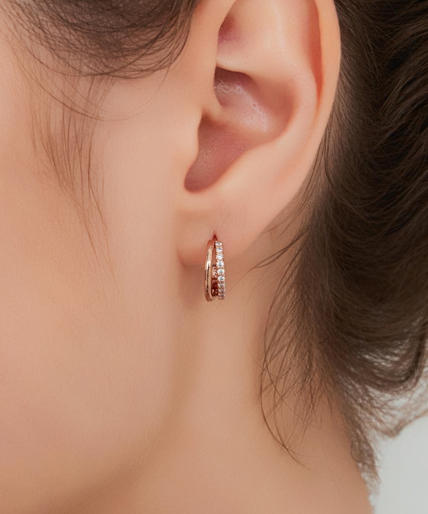 Geigerjewelry 18K Gf Sparkle Curve One-Touch Ring Earrings Gi8Kpee094