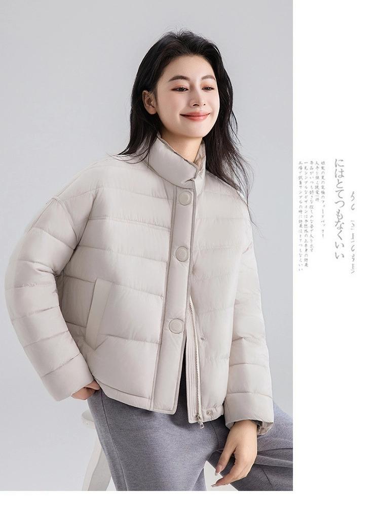 Women’s Short Quilted Stand Collar Windproof Warm Winter Jacket