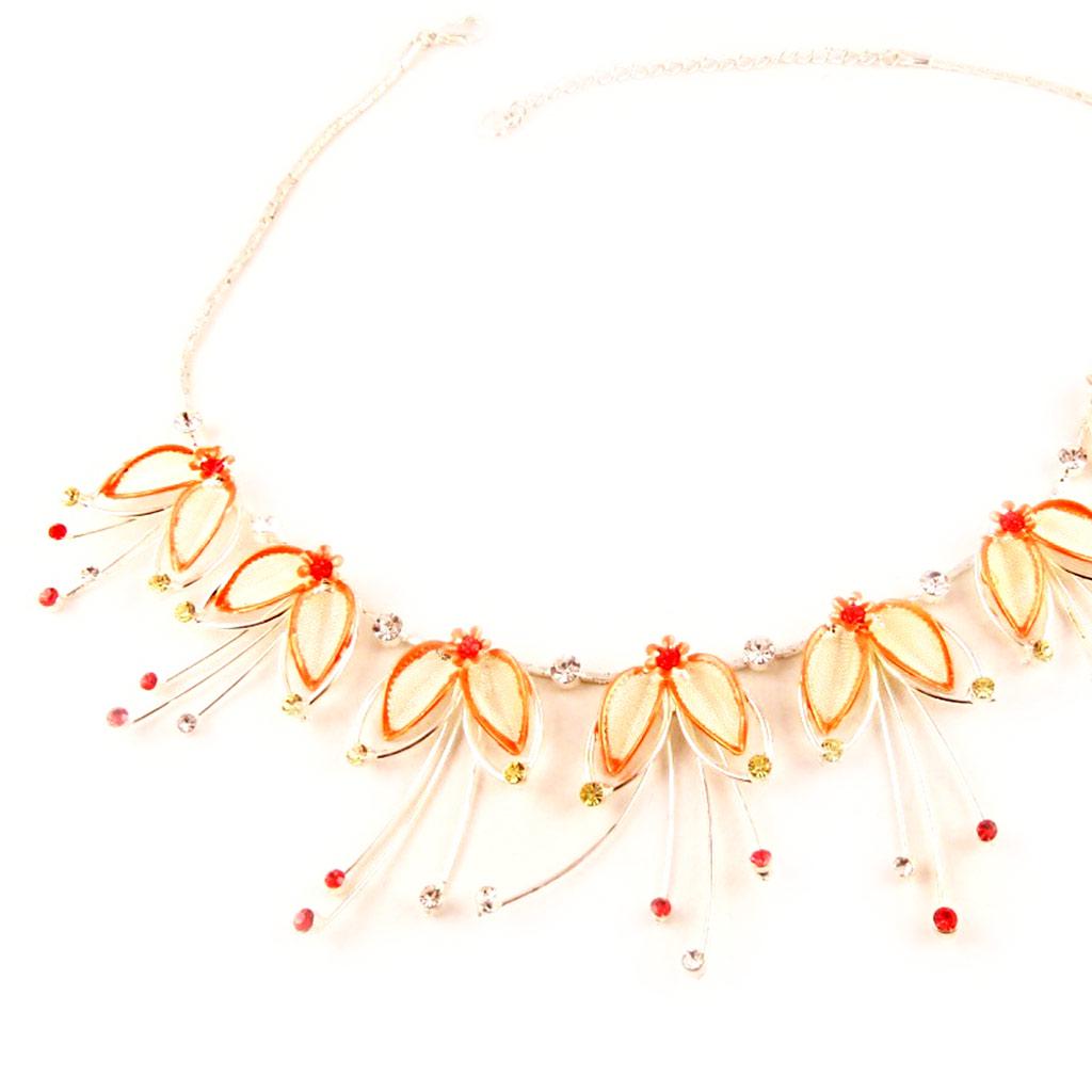 Les Trésors De Lily [D2255] - Orange 'Gala' Designer Necklace
