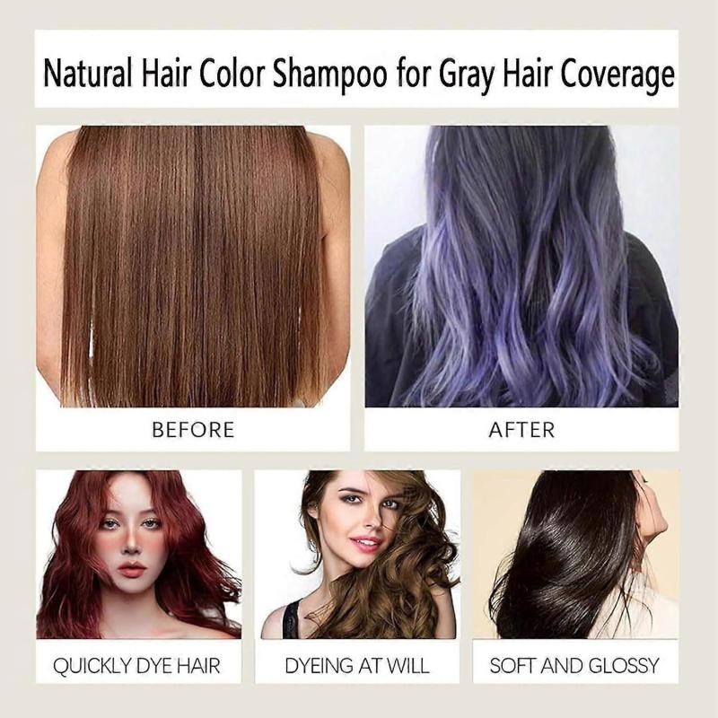 Hair Dye Shampoo, Polar Hair Care 3 In 1 Instant Hair Dye Shampoo, Natural Hair Dye Shampoo for Women Men, Hair Color Shampoo for All Hair Types 200ML