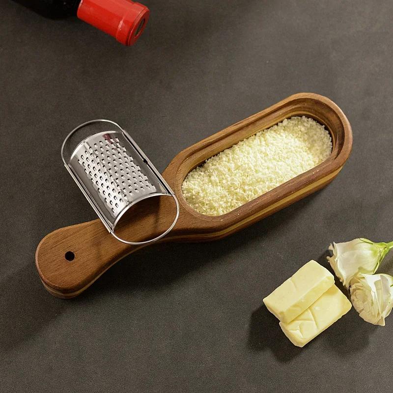 Stainless Steel Cheese Grater with Wood Handle, Vegetable Grater, Citrus Shredder Cheese or Lemon Fruit, Household Kitchen Tools