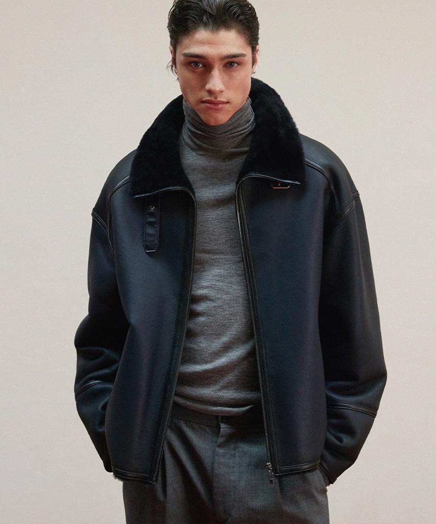 Verdemar Shearling Buckle Jacket_Deep Navy