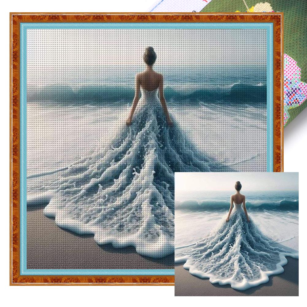 Girl Printed Cross Stitch Kit DIY 11CT Thread Art Needlework Home Wall Decor