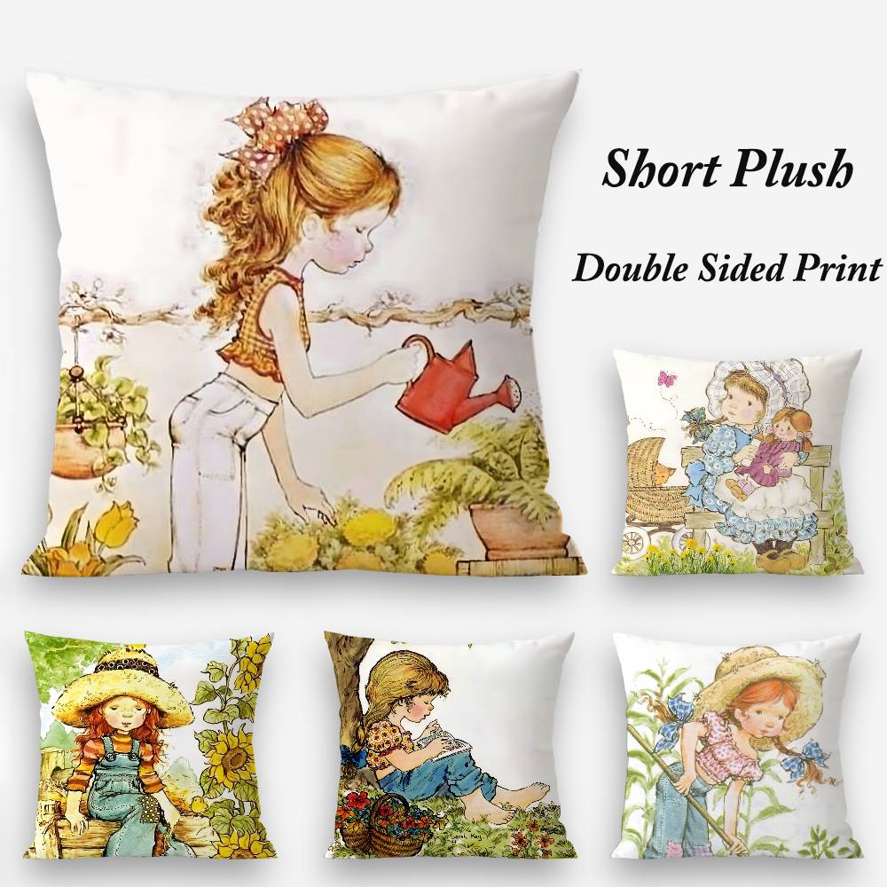 Kunst Sarah Kay Schaukelmädchen Kissenbezug Plüschstoff Weich Doppelseitiger Druck Sofakissenbezug Dekokissenbezüge