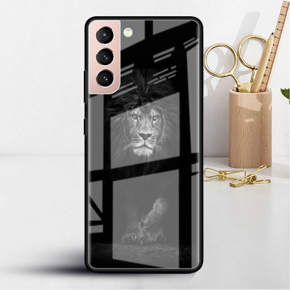 

Стеклянный чехол с волком, собакой, кошкой, птицей, львом, тигром для Samsung Galaxy S22 S20 FE S21 Plus, чехол для телефона S10 5G S9 Note 20 Ultra 10 Lite Shell Samsung Note 9