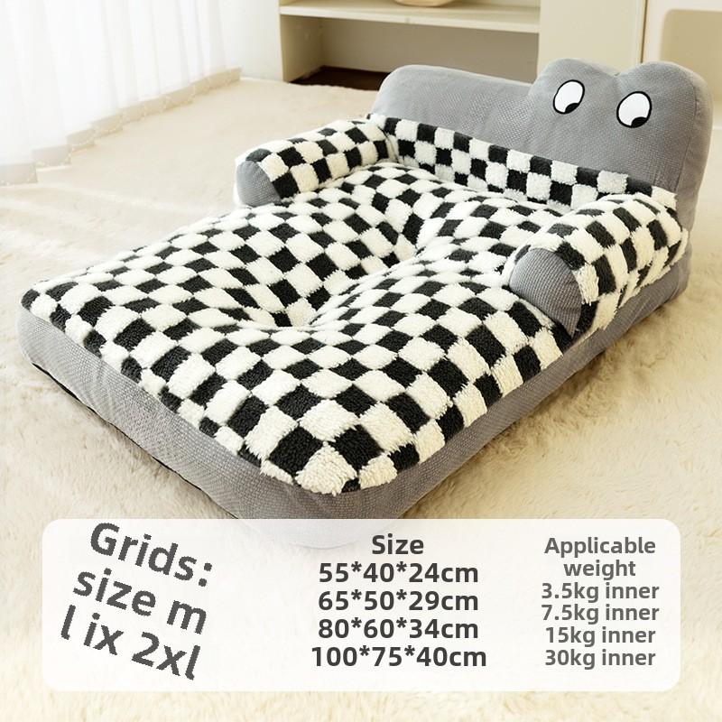 

Осенние и зимние собаки Маленькие и средние собаки Теплые утолщенные Большие глаза Moe Диван-гнездо Конура Кошачье гнездо Домашние животные Четыре сезона Подушка для собак M