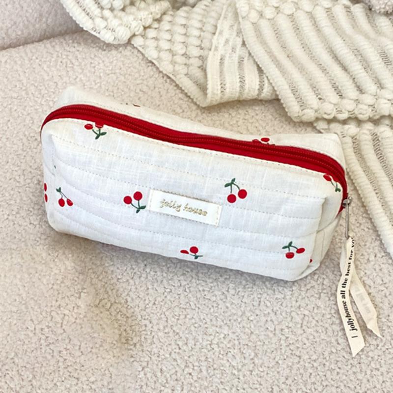 Cherry Embroidery Cosmetic Bag Handbag Canvas Bag Coin Purse Cosmetic Bag Makeup Bag Travel Bag Storage Bag