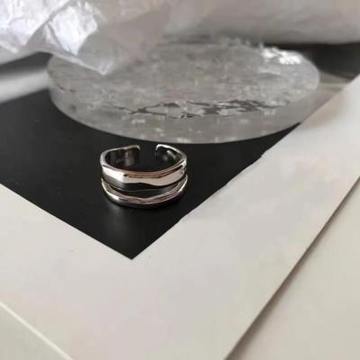 Sweet Cool Style Simple Wave Ring Ladies Hipster Exaggerated Japanese And Korean Personality Ring Opening Ring Index Finger Jewelry