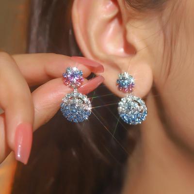Super Shiny Diamonds Snowflake Earrings Luxury Style Fashion Earrings Dangling Earrings Multicoloured Jewellery