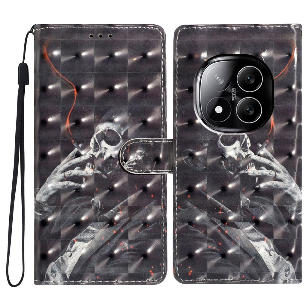 For Xiaomi Redmi Note 14 Pro 5G/Poco X7 5G Case PU Leather Wallet Phone Cover 3D Pattern Printing