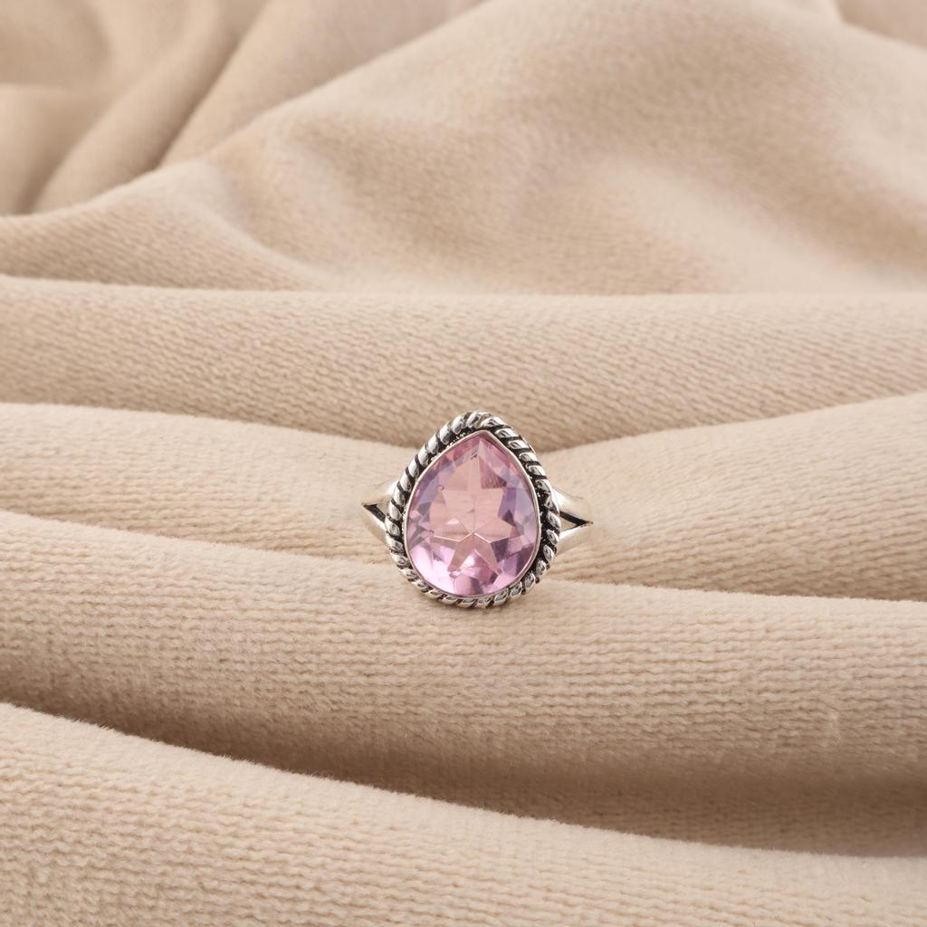 Morganite Gemstone 925 Sterling Silver Handcrafted Women Ring For Anniversary Gift RR-85-13