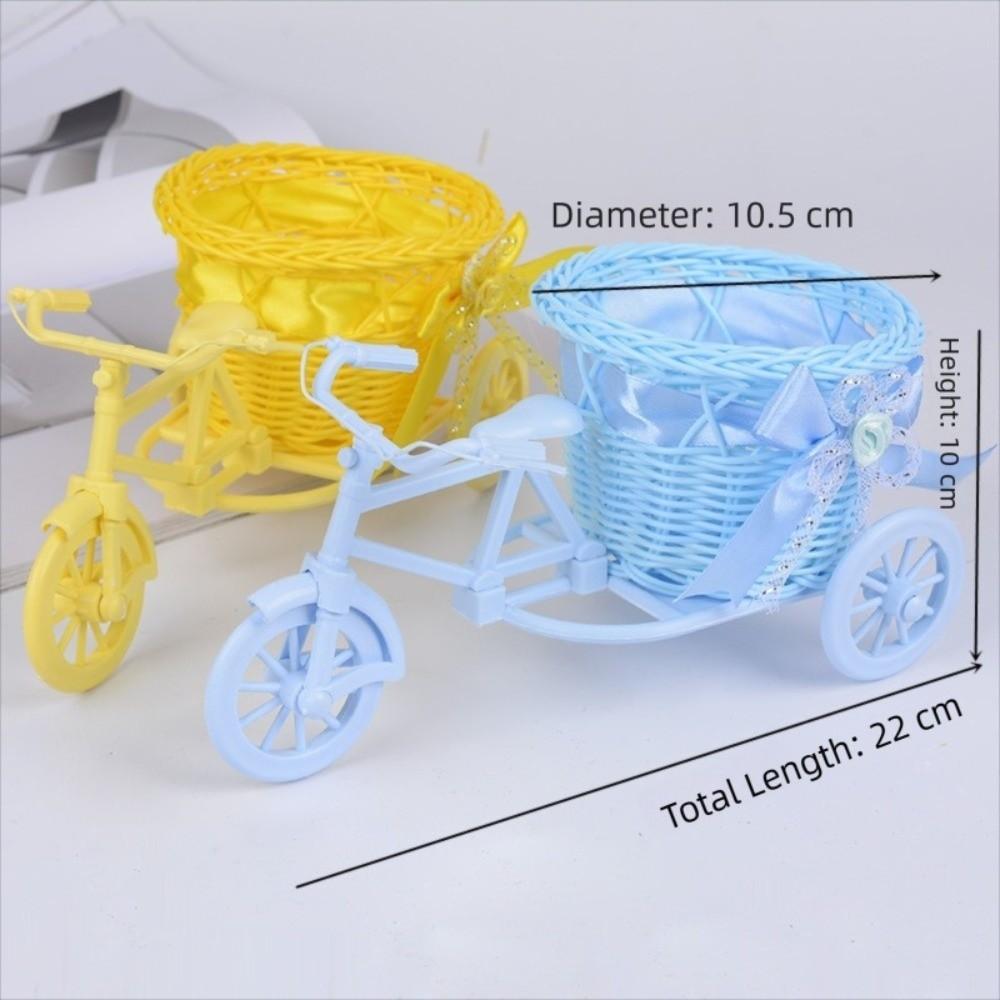Rattan Bicycle Flower Basket Decorative Bike Planter New Woven Flower Basket Indoor Decoration