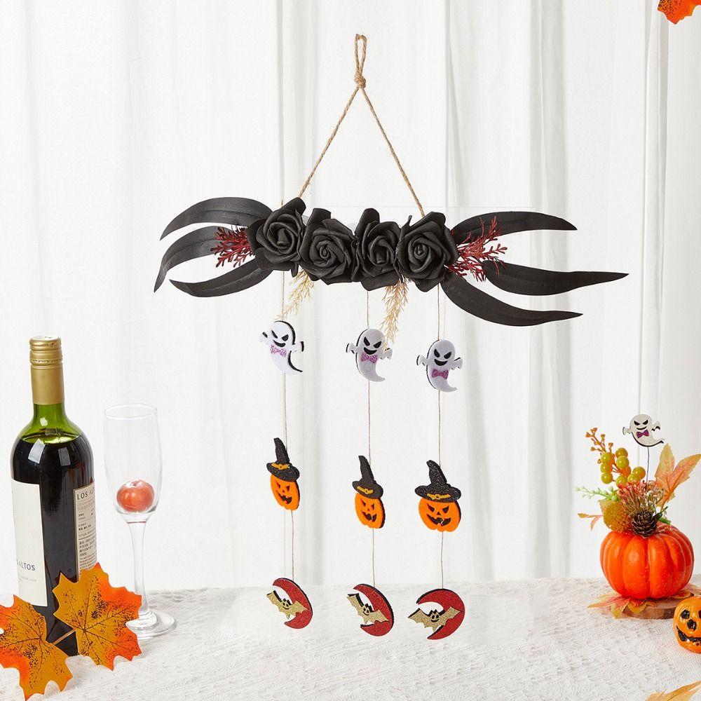 

Gothic Style Ghost Pumpkin Pendent Fake Flowers Wind Chime Haunted House