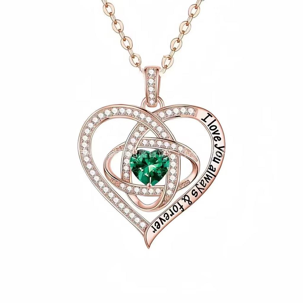 Heart-Infinity Rhinestone Pendant Birthstone Jewelry
