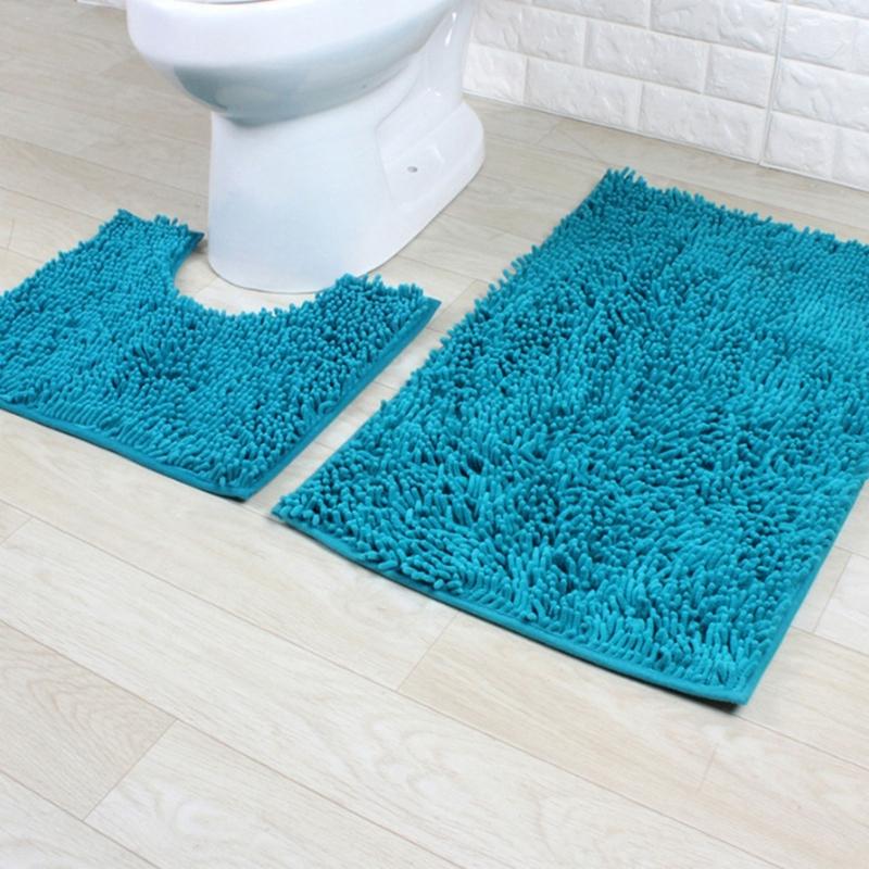 Bathroom Rugs Chenilles Bath Mats Set of 2 Nonslip Bath Mats Super Absorbent UShaped Carpets Decoration Machine Wash