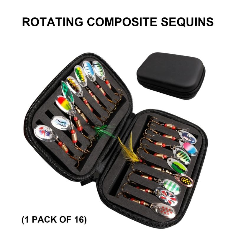16 Stück Spinnerbaits Angelköder Metallköder Künstlicher Spinnerbait für Hechtköder Forellenköder