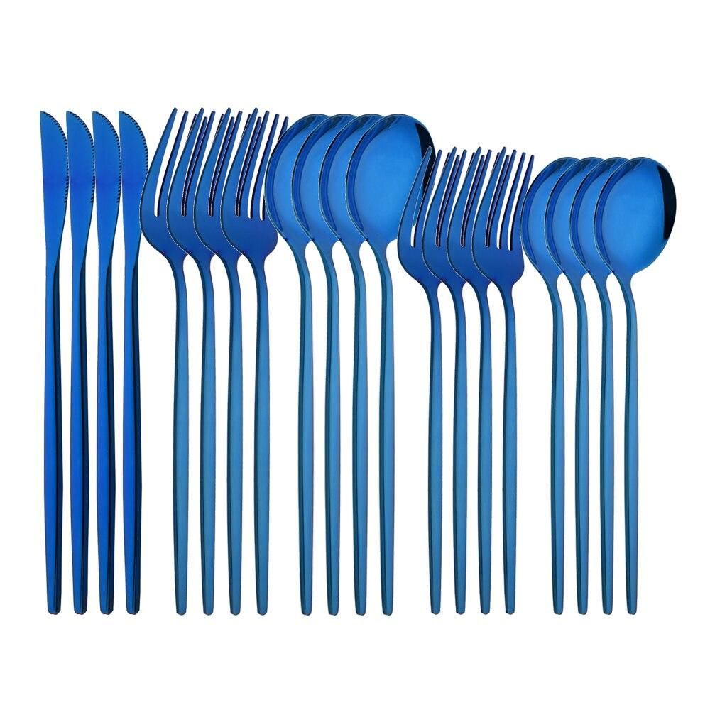 20Pcs/4Sets Stainless Steel Cutlery Tableware Mirror Polished Dinnerware Set White Gold Knife Fork Spoon Flatware Silverware Dinner Set