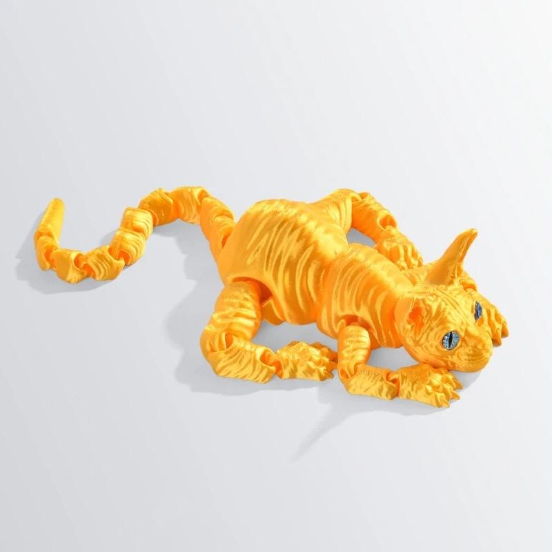 3D Printed Hairless Cat Figurine, Realistic Articulated Sphynx Cat Toy, Cute Fidget Toy & Home Decor For Enthusiasts