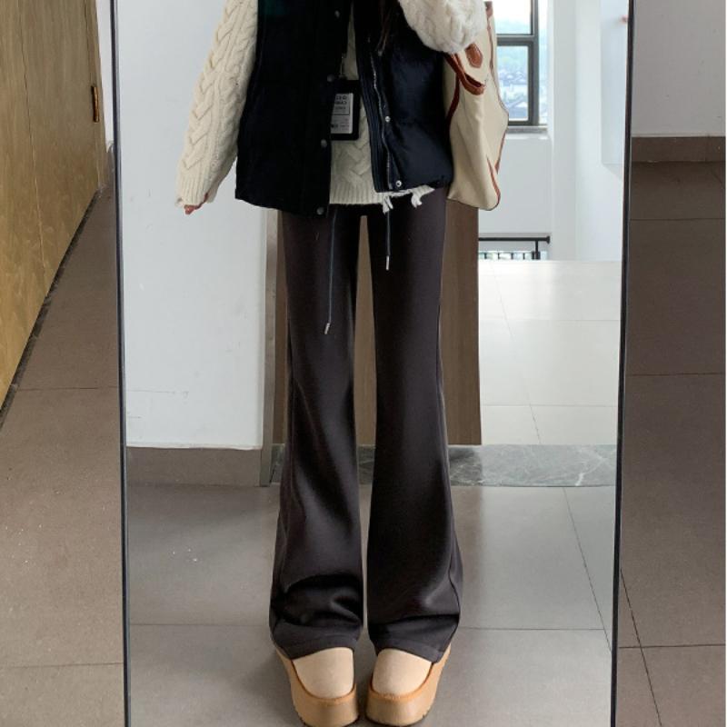 New College Style Soft Glutinous Pink Trousers for Women with High Waist Versatile Drooping Floor-moving Casual Trousers