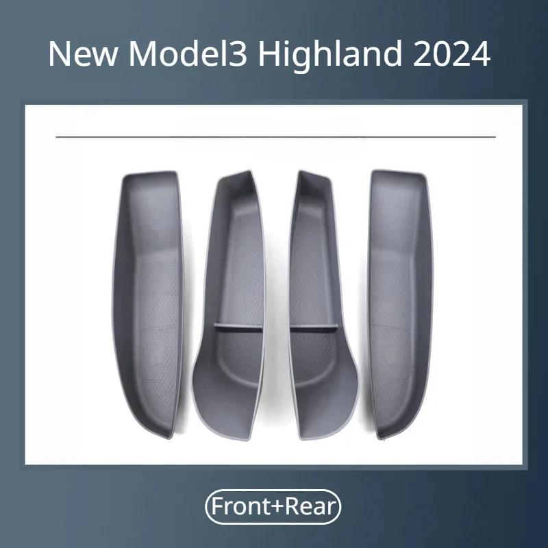 Door Slot Storage Box for Tesla Model 3 Highland 2024 Car Door Armrest Umbrella Trash Can 4PCS TPE Organizer Box Car Accessories