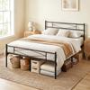 5ft King Bed Frame with Headboard and Footboard, Metal Platform Bed Frame with 32 Cm Underbed Storage, Black