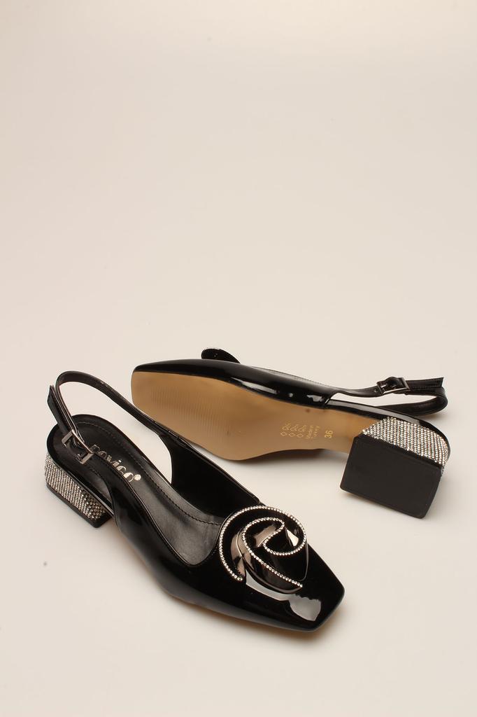Black Patent Leather Stone Women's Heels