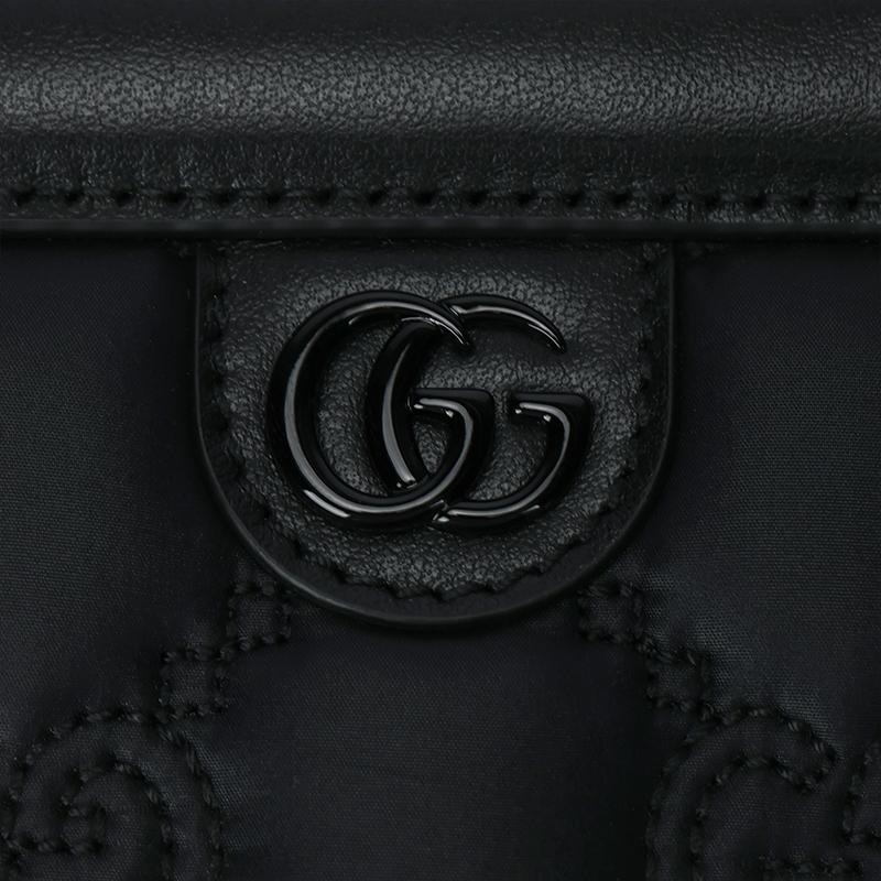 Gucci GG Matelassé Monochrome Logo Canvas Shoulder Strap Leather Tote Bag Phone Bag Crossbody Handbag Mini Women tote bags Black 723776-FABLA-1000