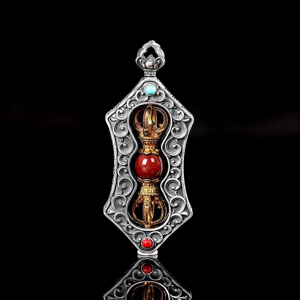 

Серебряная подвеска Ваджра Дзи S925 с дизайном благоприятного облака - Винтажный стиль