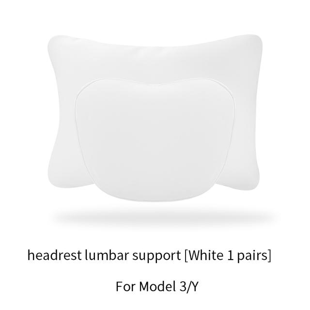 OULEX For Tesla Model 3 Y Flocking/Leather Car Seat Neck Pillow Soft Memory Neck Pillow High-Quality Headrest Lumbar Support