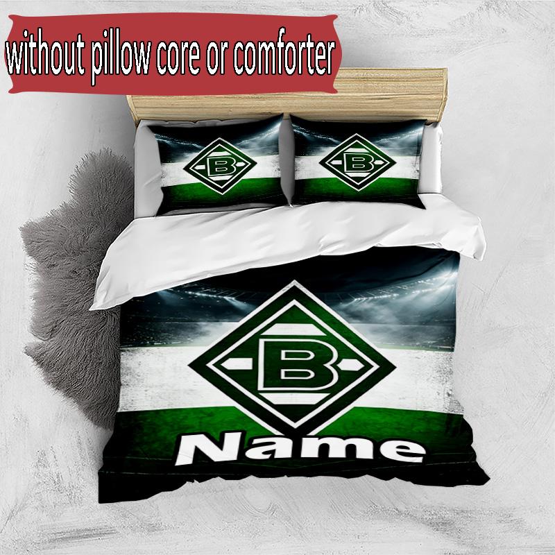 3pcs Duvet Cover Set (1*Duvet Cover + 2*Pillowcase, Without Core), Custom Name Borussia Monchengladbach Pattern Bedding Set, Home Bedroom Decor Gift