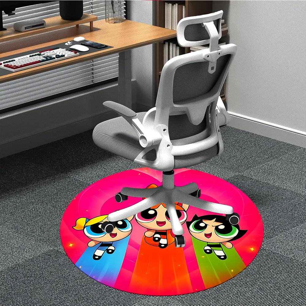 1pc Powerpuff Girls Chair Carpet for Office, Non slip, Soft and Durable Office Rug for Interior Decoration