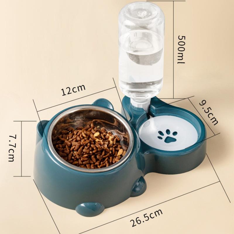 Non Slip Food Water Double Layer Raised Feeding Bowl No Spill Design for Cat Puppy Household Daily Pet Supplies
