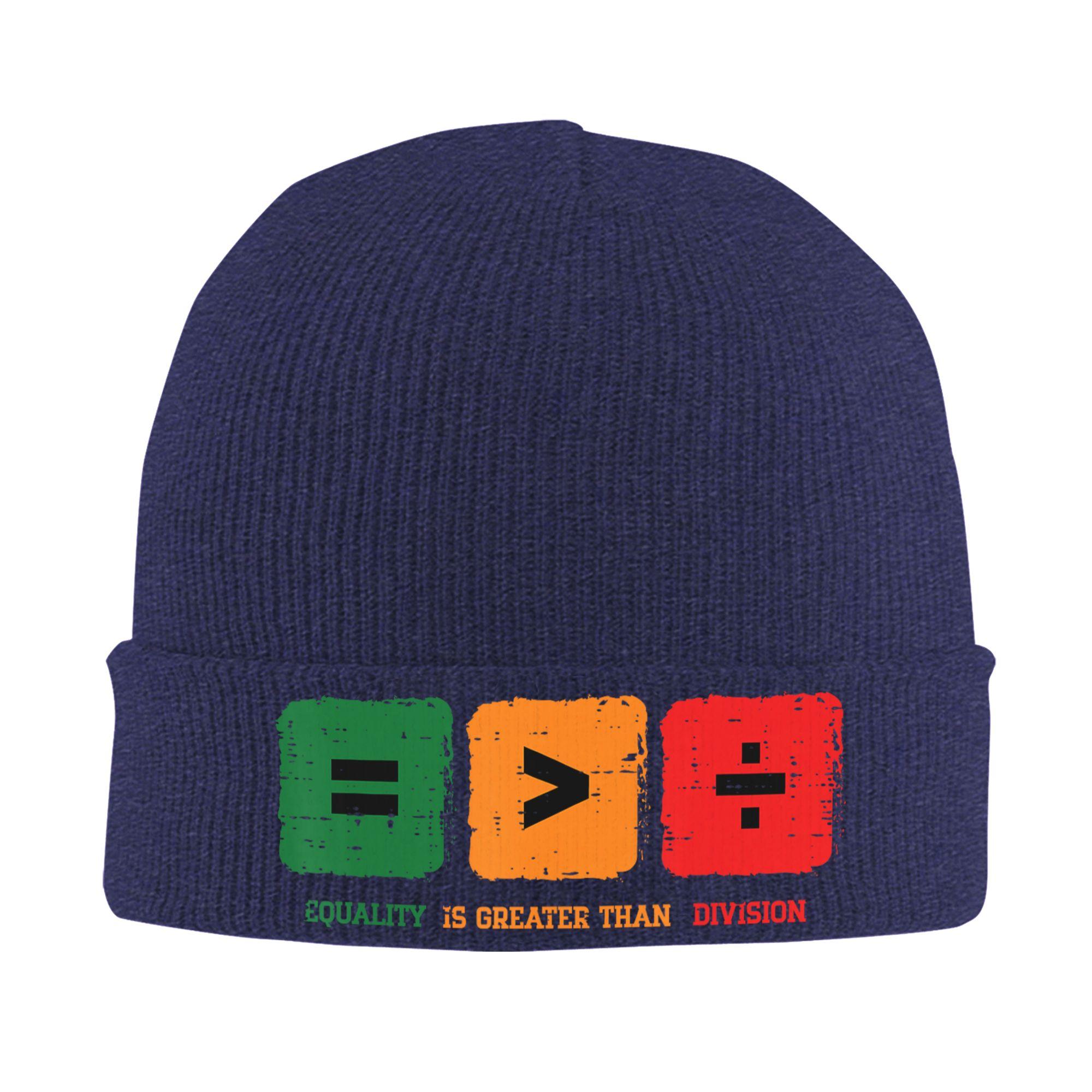 

Equality is Greater Than Division Black History Month Beanie Hats Knit Hat Unisex Women Y2K Thermal Elastic Caps Kpop Bonnet Hats One Size